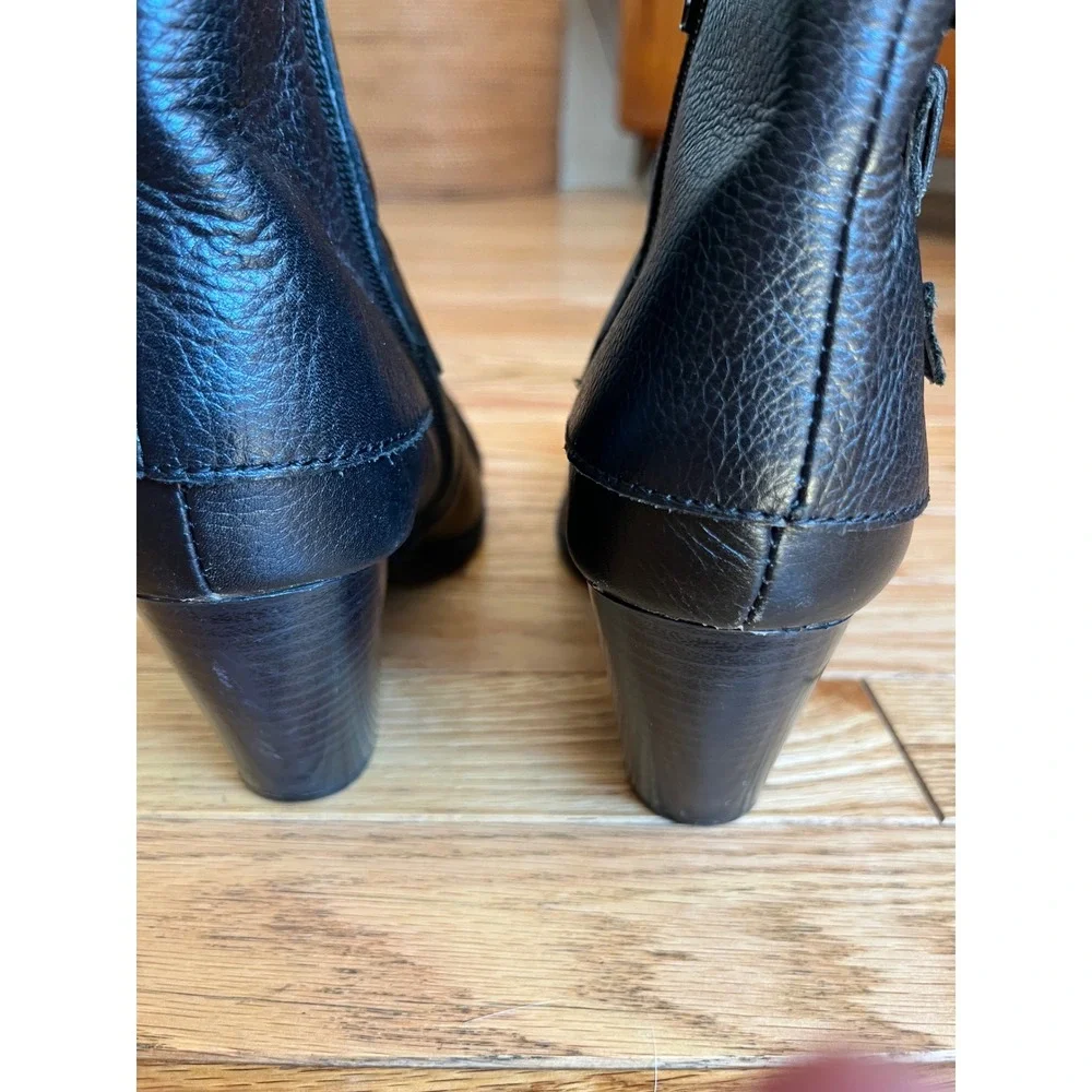 Bolo by Born Black Pebbled Leather Triple Buckle Ankle Boots Western Goth Biker